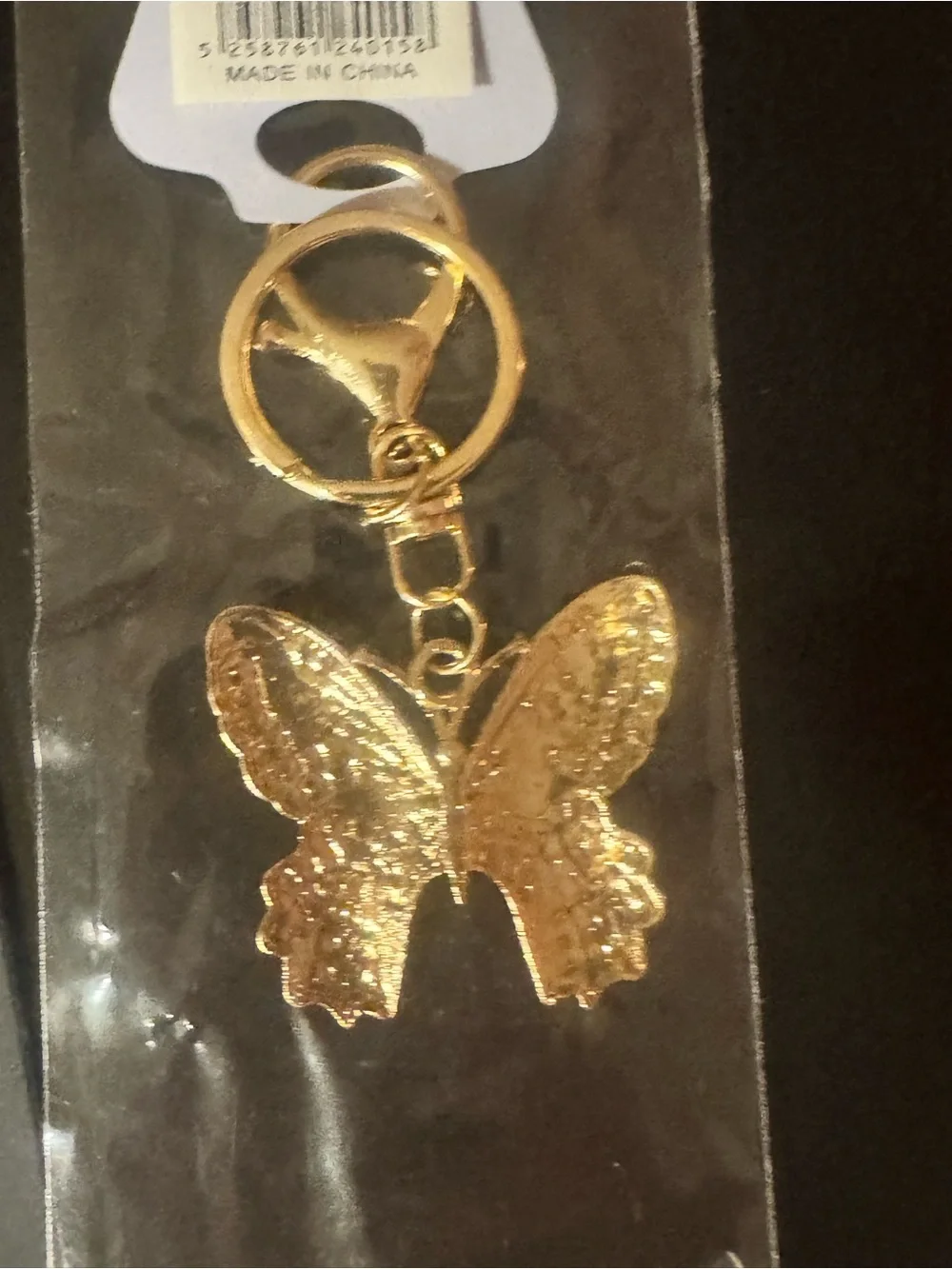 Fashion Jewelry Gold black & White Butterfly Keychain/bag Charm